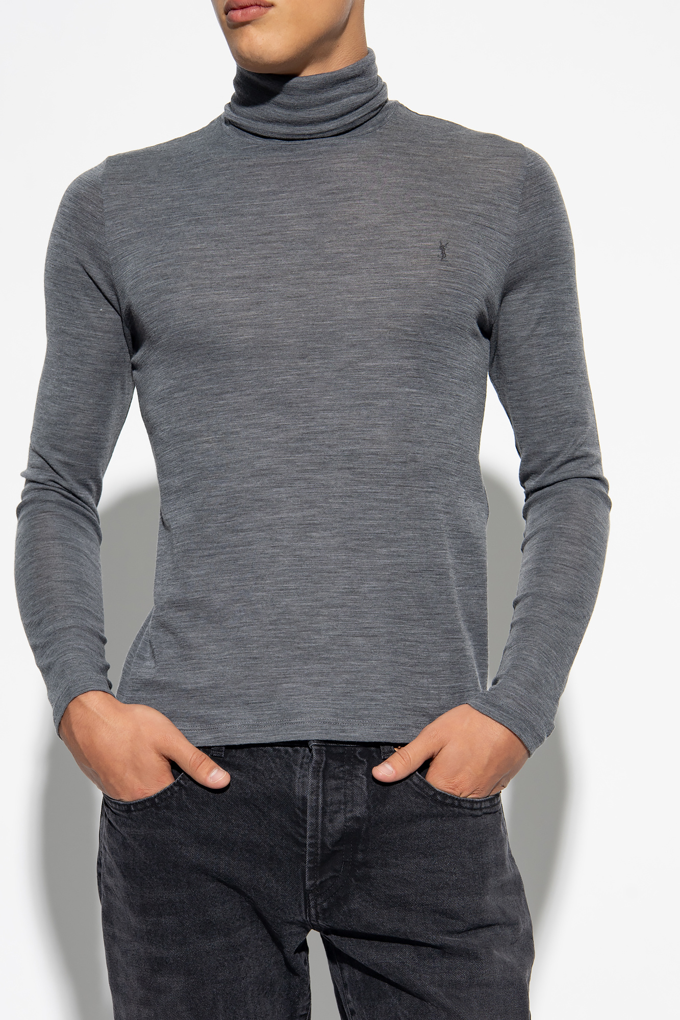 Saint Laurent Wool turtleneck sweater with logo | Men's Saint Laurent Wool turtleneck sweater with logo | Men's